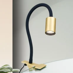 Kurt LED-klemmelampe, mat messing