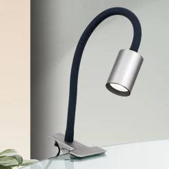 Kurt LED-klemmelampe, mat nikkel