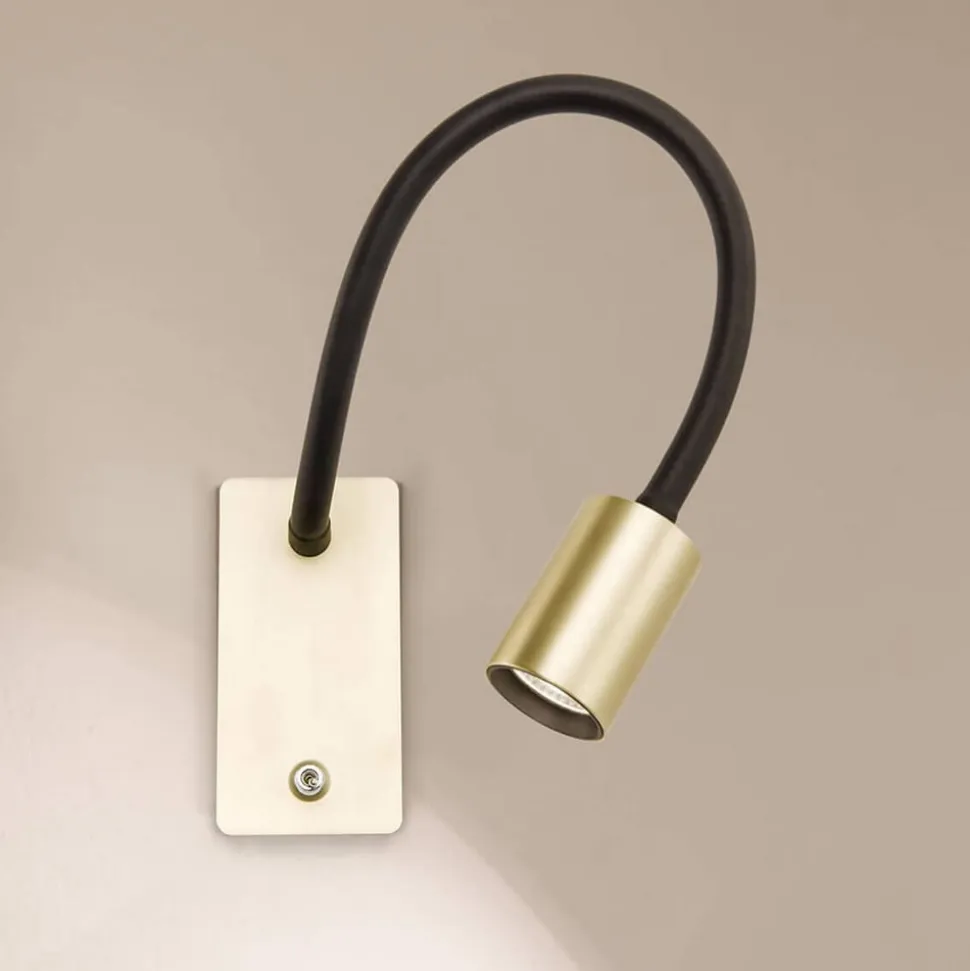 Kurt LED-væglampe, mat messing med fleksibel arm