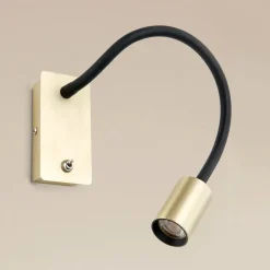 Kurt LED-væglampe, mat messing med fleksibel arm