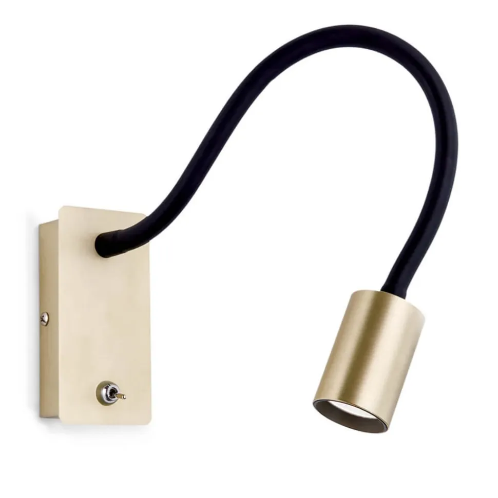 Kurt LED-væglampe, mat messing med fleksibel arm