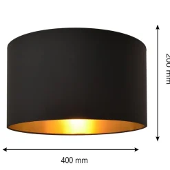 Lampeskærm Alba, Ø 40 cm, E27, sort/guld