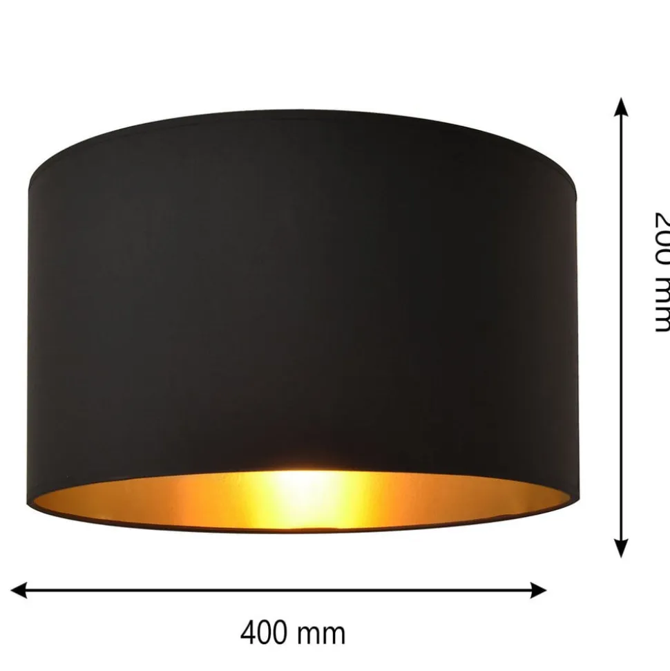 Lampeskærm Alba, Ø 40 cm, E27, sort/guld