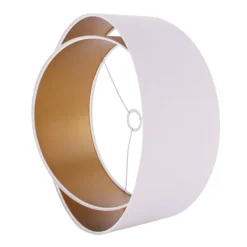 Lampeskærm Chloe, Ø 50 cm, udvendig hvid, indvendig guldfarvet