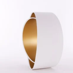 Lampeskærm Chloe, Ø 50 cm, udvendig hvid, indvendig guldfarvet