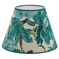Lampeskærm Sofia Højde 21 cm, blomstermønster turkis