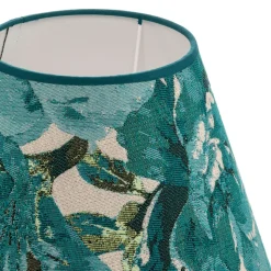 Lampeskærm Sofia Højde 21 cm, blomstermønster turkis