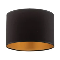 Lampeskærm Soho, sort/guld, tekstil, Ø 18 cm