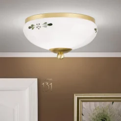 Landhaus loftlampe, messing, opal grøn, Ø 21 cm