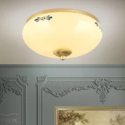 Landhaus loftlampe, messing creme blå, Ø 28 cm