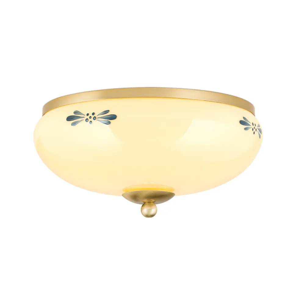 Landhaus loftlampe, messing creme blå, Ø 28 cm