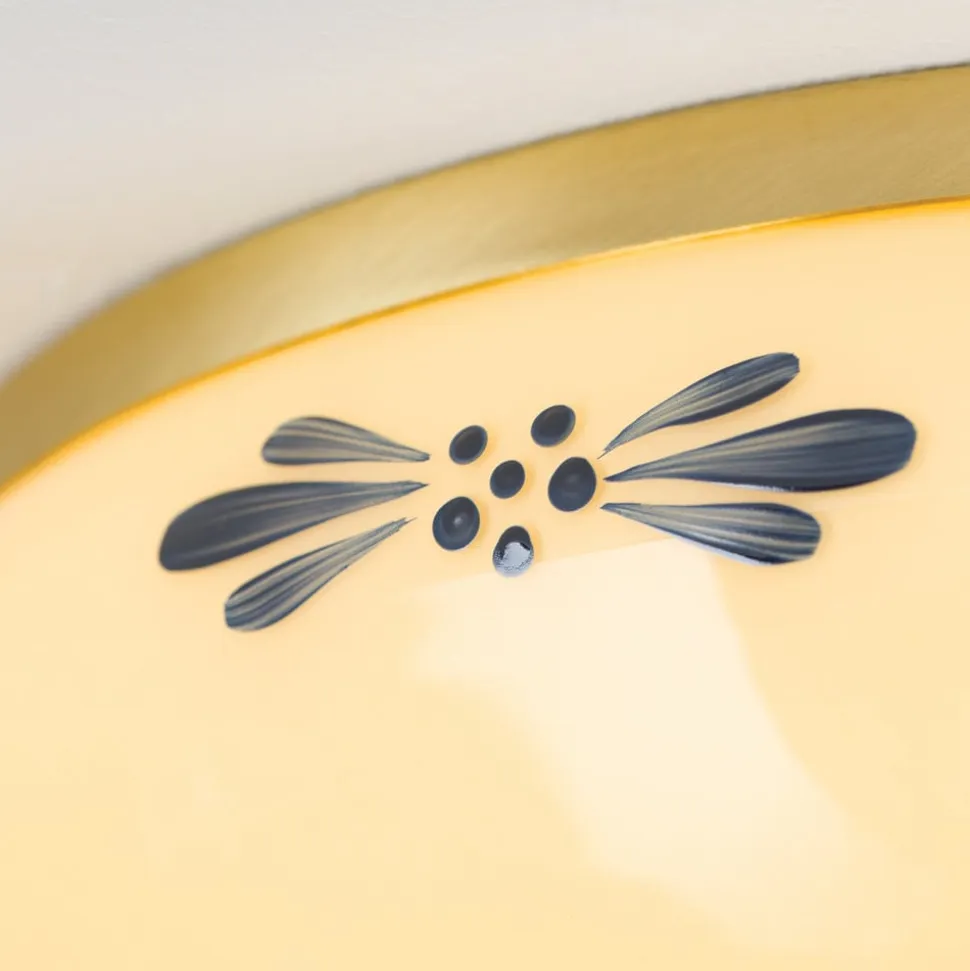 Landhaus loftlampe, messing creme blå, Ø 28 cm