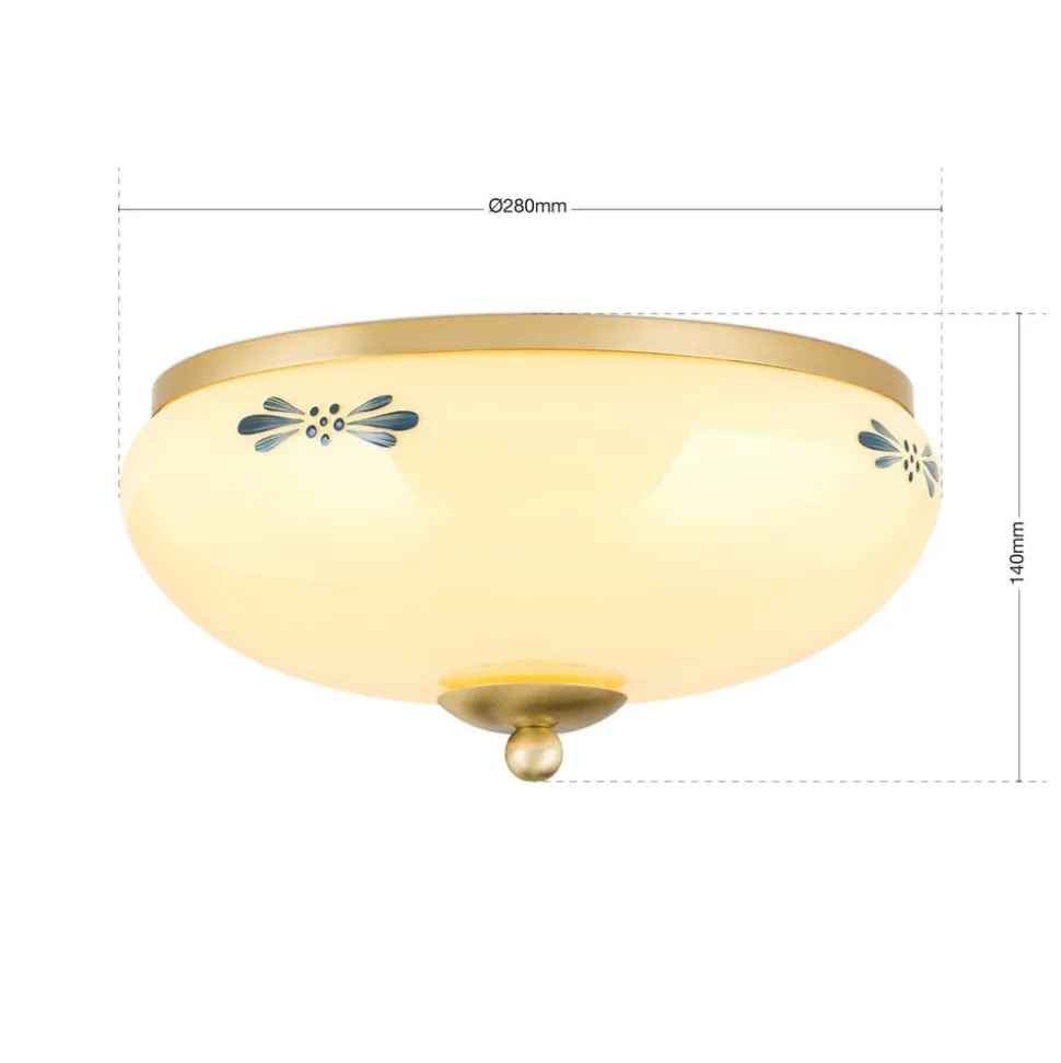 Landhaus loftlampe, messing creme blå, Ø 28 cm