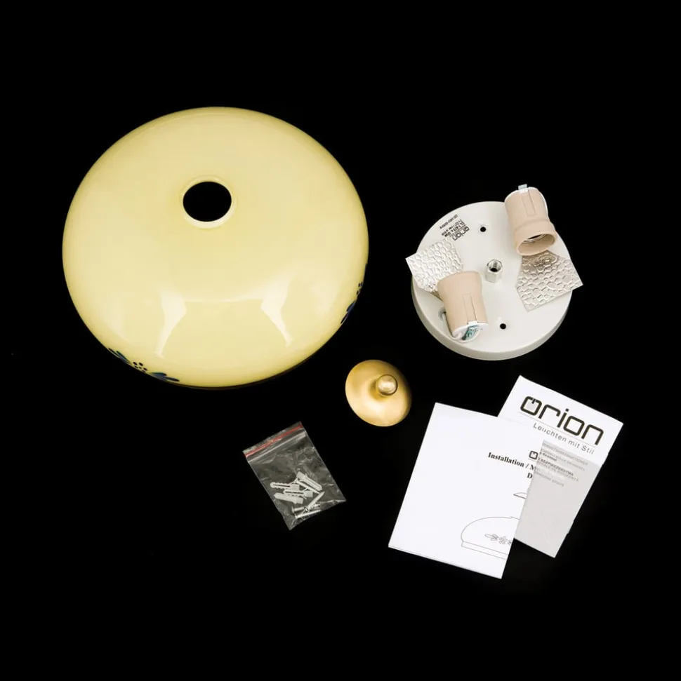 Landhaus loftlampe, messing creme blå, Ø 28 cm