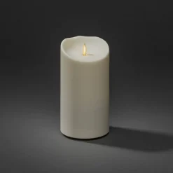 LED dekorativt stearinlys IP44 cremehvid smeltet 18,4 cm