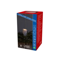 LED dekorativt stearinlys IP44 cremehvid smeltet 18,4 cm