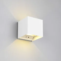 LED genopladelig udendørs væglampe Talent, hvid, bredde 10 cm, sensor