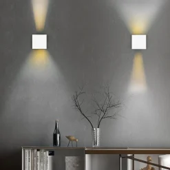 LED genopladelig udendørs væglampe Talent, hvid, bredde 10 cm, sensor