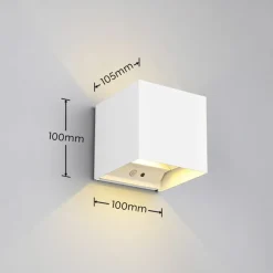 LED genopladelig udendørs væglampe Talent, hvid, bredde 10 cm, sensor