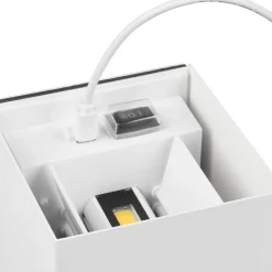 LED genopladelig udendørs væglampe Talent, hvid, bredde 10 cm, sensor