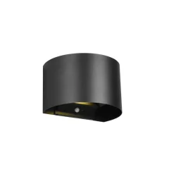 LED genopladelig udendørs væglampe Talent, sort, bredde 16 cm Sensor