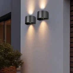 LED genopladelig udendørs væglampe Talent, sort, bredde 16 cm Sensor