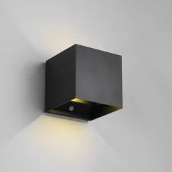 LED genopladelig udendørs væglampe Talent, sort, bredde 10 cm Sensor