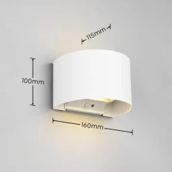 LED genopladelig udendørs væglampe Talent, hvid, bredde 16 cm, sensor