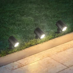 LED jordspyd 3799035, sort, plastik sæt med 3 Ø 5 cm