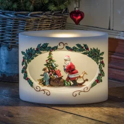 LED Julemand med barn, ægte vokslys