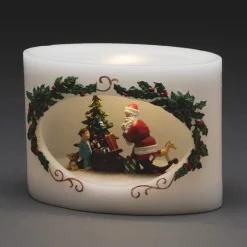 LED Julemand med barn, ægte vokslys