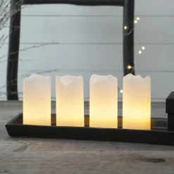 LED lys Candle med fjernbetjening, 4'er sæt, hvid
