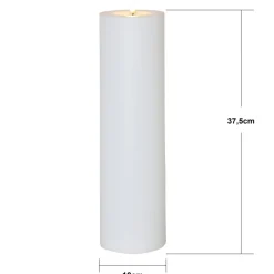 LED lys Flamme Rak 37,5 cm hvid plast batteridrevet