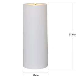 LED lys Flamme Rak 27,5 cm hvid plast batteridrevet