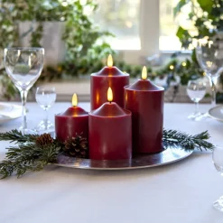 LED lysflamme, højde 9,5 cm rød ægte voks batteridrevet