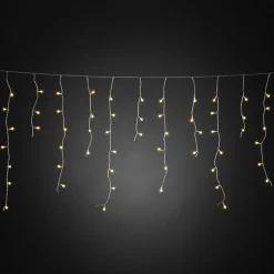 LED lysgardin isregn varm hvid transp. 10m