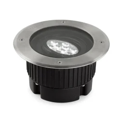 LED nedgravningslampe Gea, Ø 18 cm, 3000K, stål