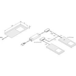 LED Slim-Pad F underskabslampe 3 stk. 3.000 K sort