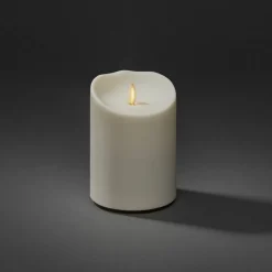 LED stearinlys IP44 cremehvid smeltet højde 14 cm