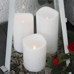 LED stearinlys, sæt med 3 til udendørs