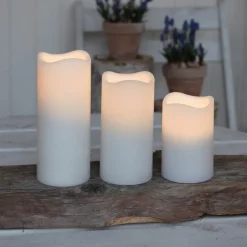 LED stearinlys, sæt med 3 til udendørs