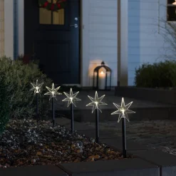 LED udendørs dekorationsstjerne, 5-lys, med jordspyd