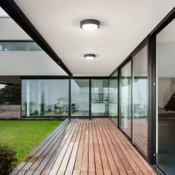 LED udendørs loftlampe Owen, mørkegrå, metal, 23 cm, IP65