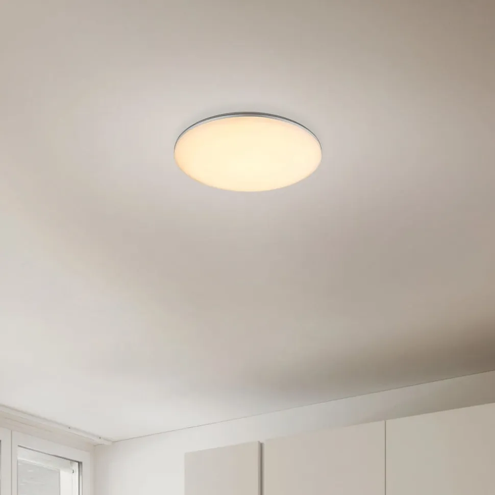 LED udendørs loftslampe Dori, Ø 33 cm, hvid, plast, IP54