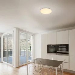 LED udendørs loftslampe Dori, Ø 33 cm, hvid, plast, IP54