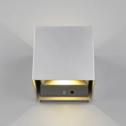 LED udendørs væglampe Talent, titanium-farvet, bredde 10 cm, sensor