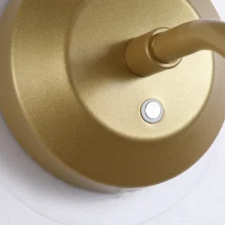 LED-akku-væglampe DANISH, udhæng 25 cm guldfarvet metal