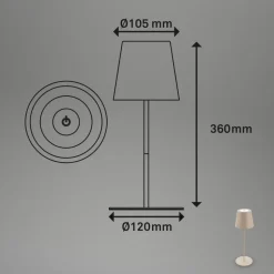 LED-bordlampe 7508011, beige, 2.700 K IP44 touchdæmper