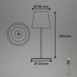 LED-bordlampe 7508012, brun, 2.700 K IP44 touchdæmper