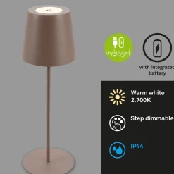 LED-bordlampe 7508012, brun, 2.700 K IP44 touchdæmper